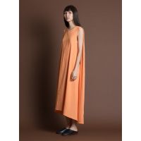 Turn Sleeveless Overlap Maxi Dress - Textured Orange