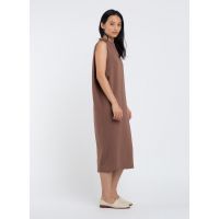 Dill High Collar Dress - Cacao Brown