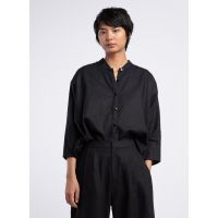 Unisex Linen Wholegrain Button-Up Shirt - Black
