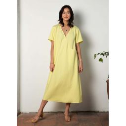 Mango Short Sleeve V Pocket Dress - Lemon