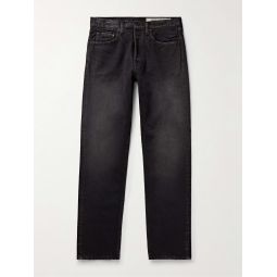 Slim-Fit Straight-Leg Stone-Washed Jeans