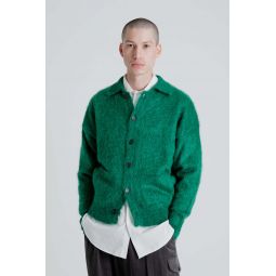 Brushed Wool Mohair Cardigan - Emerald Green