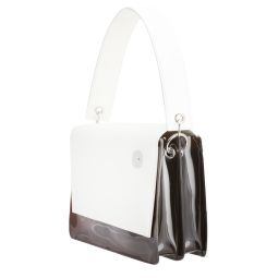 Pinch Shoulder Bag - White/Brown