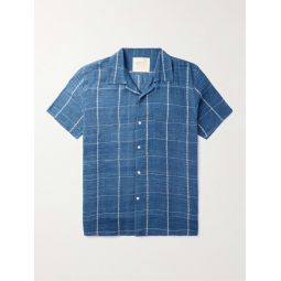 Convertible-Collar Embroidered Cotton-Muslin Shirt