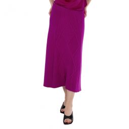 Ladies Fucsia Texture Midi Flare Skirt, Size Large