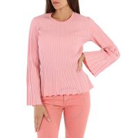 Flamingo Pink Metallic Ribbed-Knit Jumper, Size Large