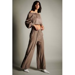 Pajama Wide Leg Silk Pants - Ash