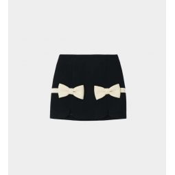 Mini Skirt with Puffy Bows -Black