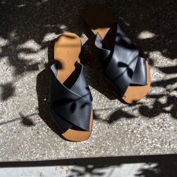 Chios Leather Sandals - Black