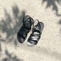 Kimolos Leather Sandals - Black