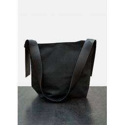 Tafolod Cotton/Italian Leather Shoulder Bag - Black