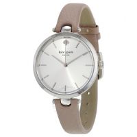 Holland Silver Dial Grey Leather Ladies Watch