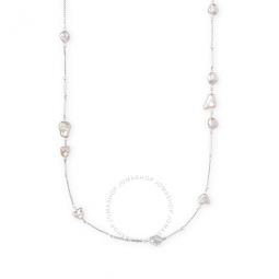 Sabrina Bright Silver Plated Brass and Baroque Pearl Necklace