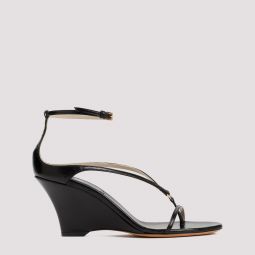 Khaite Marion Ankle Strap Wedge Sandals - Black