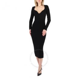 Ladies Black Alessandra Midi Dress, Size Large