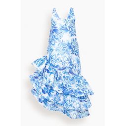 Ronda Long Dress in Blue Peony