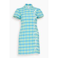 Harlow Seersucker Mini Dress in Blue Check
