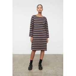 Breton Dress - Navy/Taupe Stripe