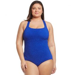 Penbrooke Krinkle Plus Size Chlorine Resistant One Piece Active Back Swimsuit