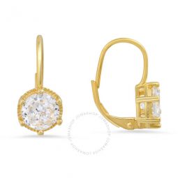 14k Gold Over Silver Round-cut Cubic Zirconia CZ Leverback Earrings
