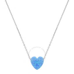 Sterling Silver Blue Opal Heart Necklace