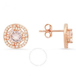 14k Rose Gold Over Silver Vintage Cubic Zirconia CZ Halo Stud Earrings
