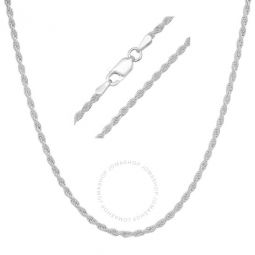 Unisex Italian Sterling Silver Rope Chain - 18-30