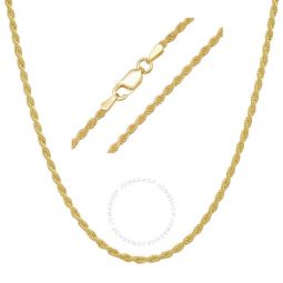 Unisex Italian 14k Gold Over Silver Rope Chain - 18-30
