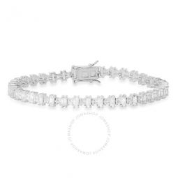 Stering Silver Princess & Baguette-cut Cubic Zirconia CZ Tennis Bracelet - 7.25