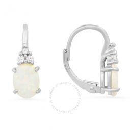Sterling Silver Opal & CZ Leverback Earrings