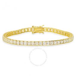 14k Gold Over Silver Princess-cut Cubic Zirconia CZ Tennis Bracelet - 7.25