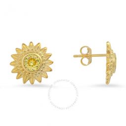 14k Gold Over Silver Vintage Cubic Zirconia CZ Flower Stud Earrings