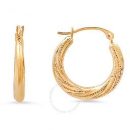 10k Yellow Gold 17mm Diamond - cut Swirl Huggy Hoop Earrings