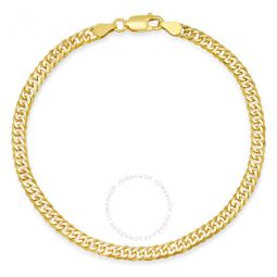 Mens Italian 14k Yellow Gold Over Silver 8.5 Miami Cuban Double Curb Chain Bracelet