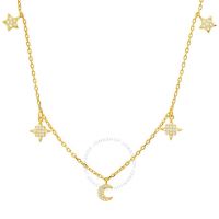 14k Gold Over Silver Dangling Cubic Zirconia CZ Celestial Charm Necklace