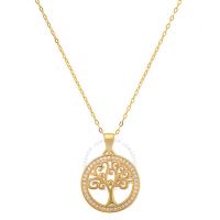 14k Gold Over Silver CZ Tree of Life Pendant