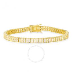 14k Gold Over Silver Baguette-cut Cubic Zirconia CZ Tennis Bracelet - 7.25