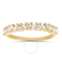 14k Yellow Gold Over Silver Marquise-cut CZ Band Ring