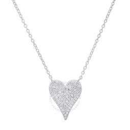 Sterling Silver Elongated CZ Heart Necklace