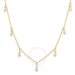 14k Gold Over Silver Dangling Pearl Charm Choker Necklace