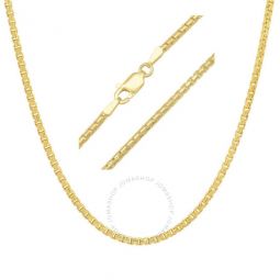 Unisex Italian 14k Gold Over Silver Round Box Chain - 18-24