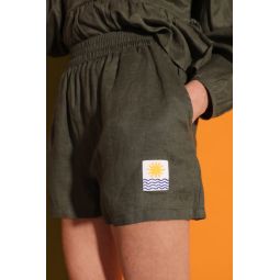 Basic Linen Shorts - Moss