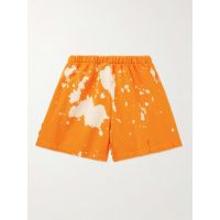 Straight-Leg Distressed Bleached Cotton-Jersey Shorts