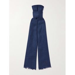 Fringed Herringbone Linen and Cotton-Blend Scarf