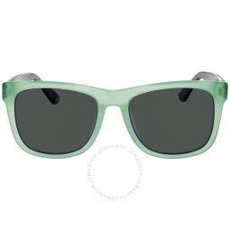Solid Green Rectangular Mens Sunglasses