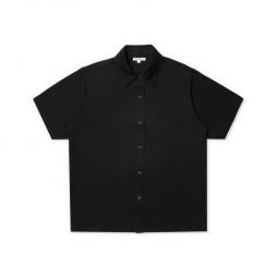Short Sleeve Jersey Button Up - Black