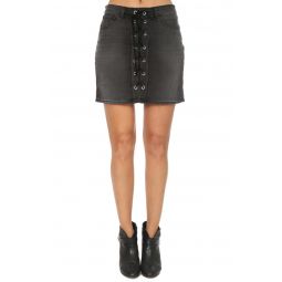Portia Front Lace Up Skirt - Vintage Black