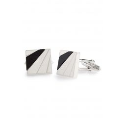 Square Onyx Cuff Links - Silver/Black