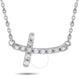 14K White Gold 0.12 ct Diamond Small Cross Pendant Necklace