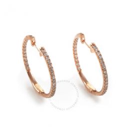 14K Rose Gold .51 Carat VS1 G Color Diamond Hoop Huggies Earrings